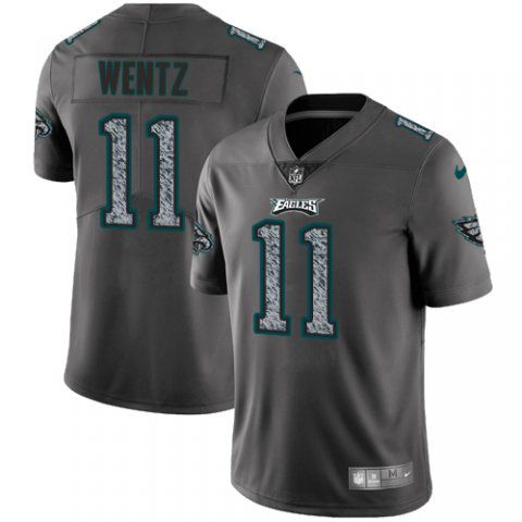 Men Philadelphia Eagles 11 Wentz Nike Teams Gray Fashion Static Limited NFL Jerseys